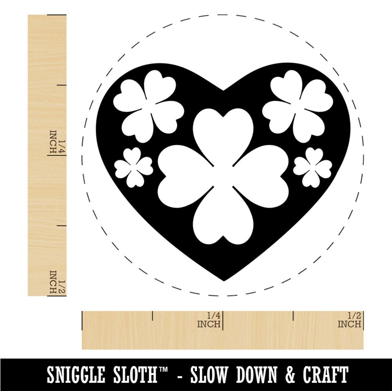 Clover Shamrock Heart Saint Patricks Day Rubber Stamp for Stamping Crafting Planners